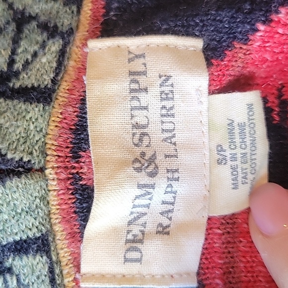 VTG 90s Denim & Supply Southwestern Aztec Print Collared Cardigan - Picture 6 of 8